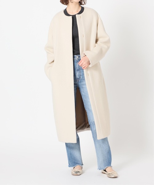 IENA（イエナ）の「ラムウールノーカラーロングコート◇（ノーカラー