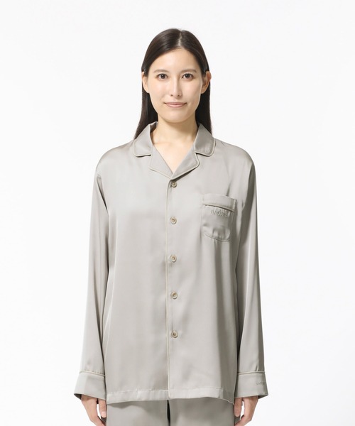 BAKUNE パジャマ サテン ロングスリーブ シャツ（ルームウェア