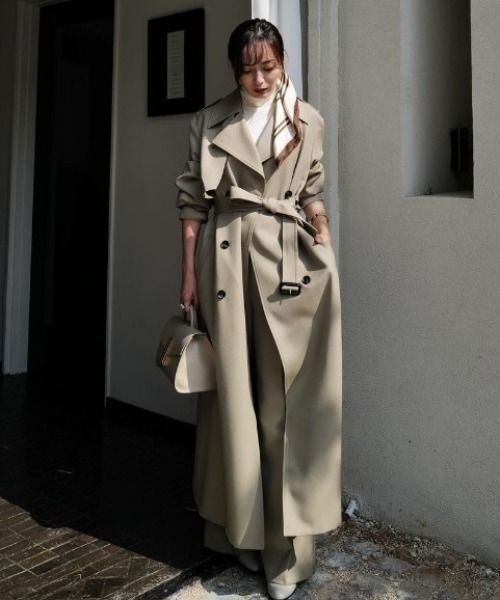 セール】ウールギャバジントレンチコート（トレンチコート）｜anuans