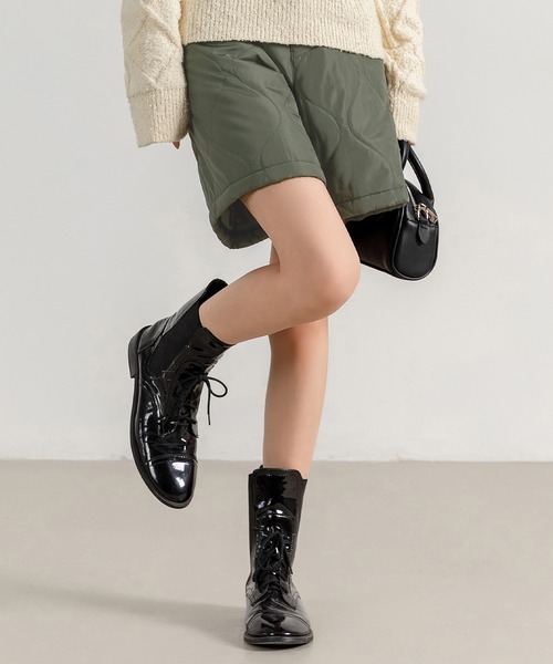 セール】【中綿入りでぽかぽか/裏地付き】キルティングワイドショート