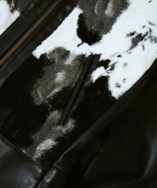 faux haircalf leather jacket / フェイクハラコレザージャケット