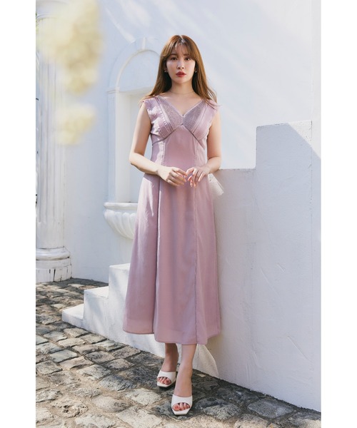 Lace Trimmed Jacquard Dress（ワンピース）｜Her lip to（ハーリップ