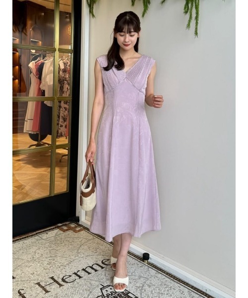 Lace Trimmed Jacquard Dress（ワンピース）｜Her lip to（ハーリップ