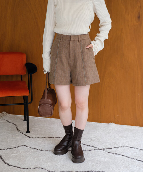 セール】【セットアップ対応】ツイードフリンジショートパンツ（その他