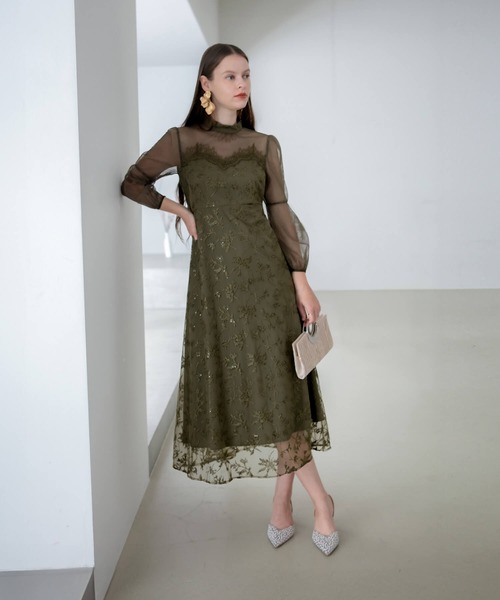 Leja（レジャ）の「【LEJA】花柄刺繍レーススパンコールハートカットA