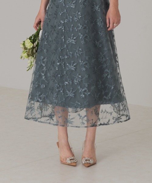 Leja（レジャ）の「【LEJA】花柄刺繍レーススパンコールハートカットA