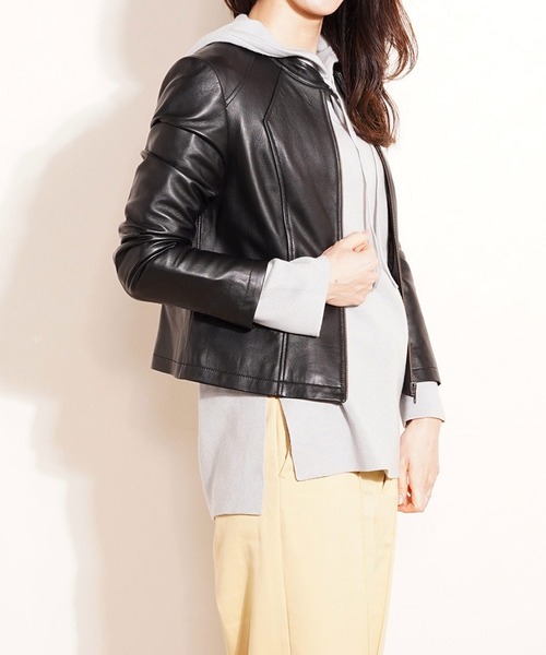 ラムレザーナッパ加工ライダースジャケットシングル（ライダース