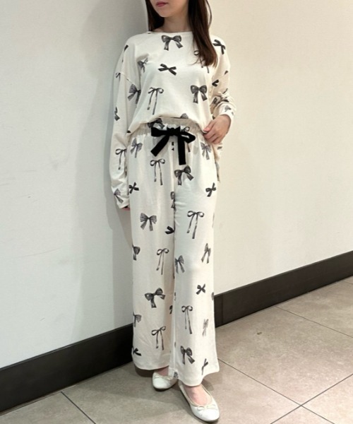 gelato pique（ジェラートピケ）の「リボン柄ロングパンツ（ルーム