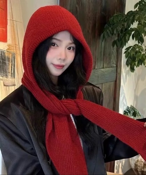 セール】フード付きニットマフラー/バラクラバ（マフラー）｜ampm