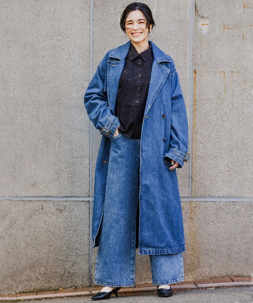 セール】Levi's/リーバイス ロングトレンチコート ダークインディゴ