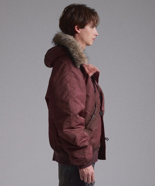 GRANCY】ファーポケットデザインフェードN2Bジャケット ピンクSサイズ