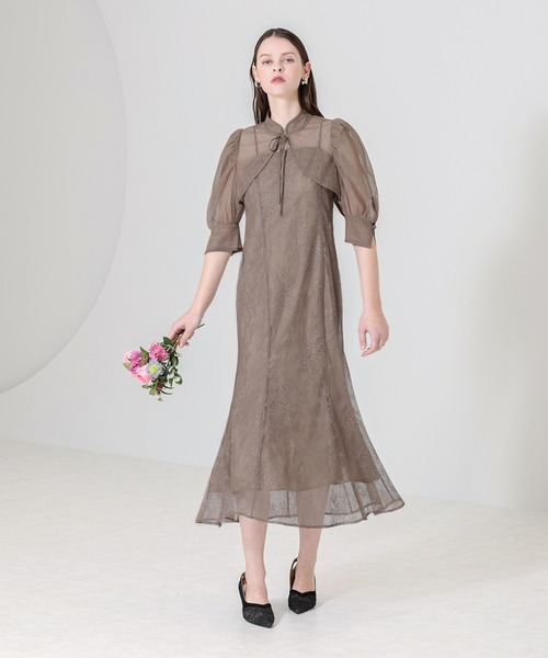 セール】【LEJA】花柄ボレロマーメイドワンピースセットアップロング