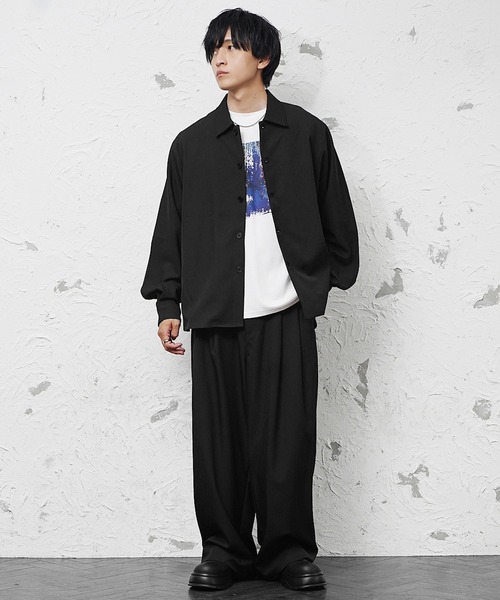 MinoriTY】極とろみ生地ドルマンシャツジャケット+ワイドスラックス