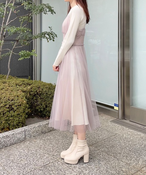 NOMAE（ノーマエ）の「チュールレイヤードキャミワンピース