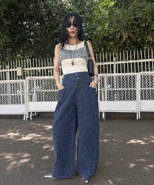 Ameri（アメリ）の「MEDI SCRATCH OVAL WIDE DENIM（デニムパンツ