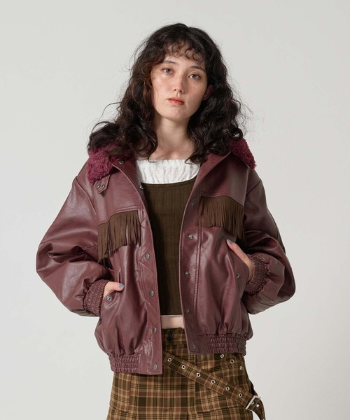 フェイクレザー ボンバージャケット TINA：JOJUN（その他アウター