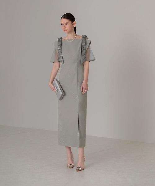 セール】【LEJA】2WAY花柄リボンドットストーンIラインドレス