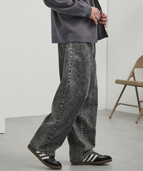 ヴィンテージライクセミワイドバレルシルエットデニムパンツ MONO-MART
