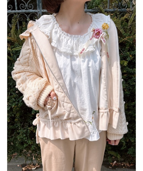 ニット袖付きキルティングブルゾン（ブルゾン）｜PINK HOUSE（ピンク