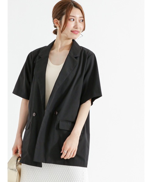 Te chichi（テチチ）の「リネン混ポプリン半袖テーラードジャケット
