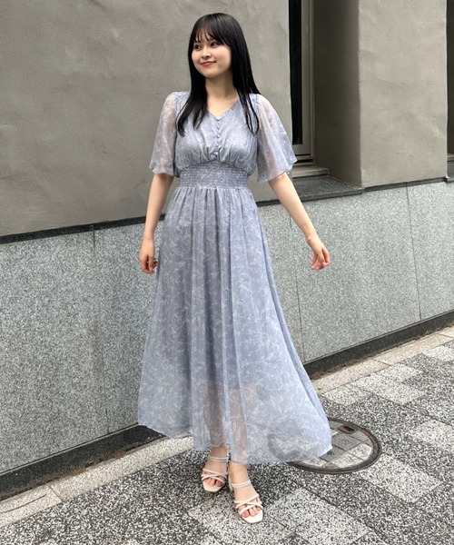 archives（アルシーヴ）の「花柄フレアスリーブワンピース（ワンピース