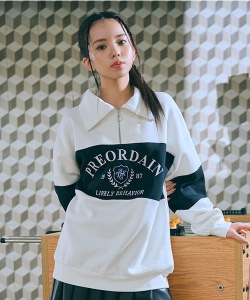 LOVETOXIC（ラブトキシック）の「【裏起毛】バイカラーハーフZIP