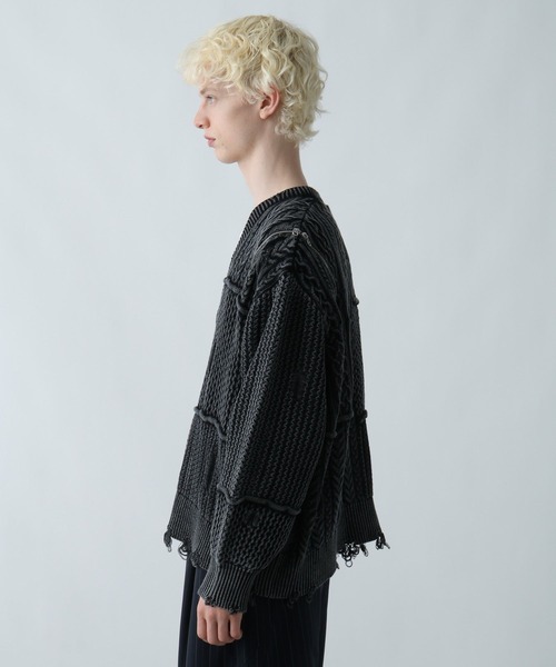 セール】BIGダメージZIPカーディガン(HARE)（カーディガン/ボレロ