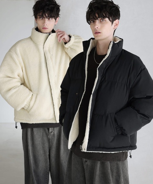 タフタ×ボア リバーシブル機能性中綿ジャケット 【600フィルパワー