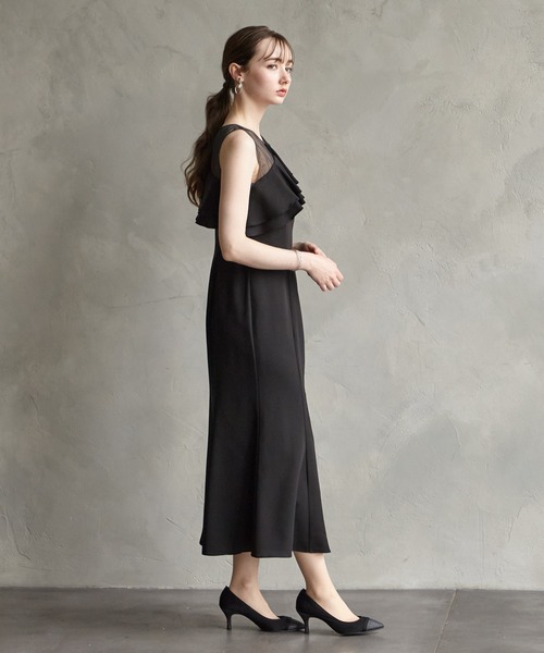 アシンメトリーフリルマーメイドラインパーティードレス 結婚式