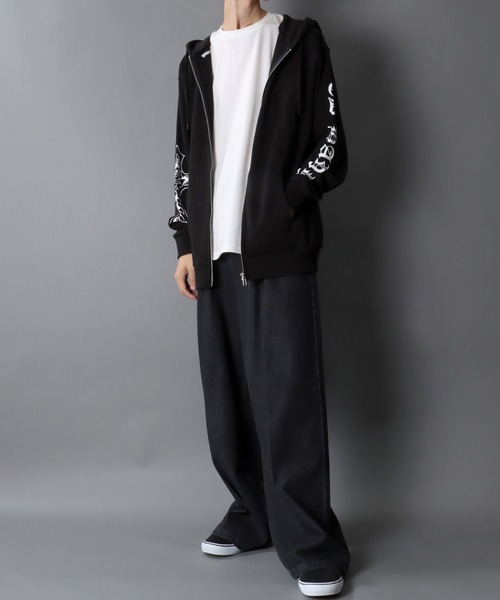 Ed Hardy花柄刺繍 パーカー 黒 Seattle 1968 Ed Hardy花柄刺繍