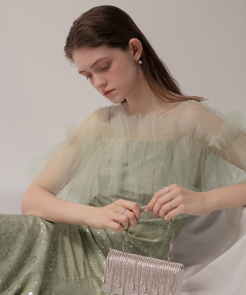 セール】【LEJA】チュールフリルボレロペイントマーメイドドレス