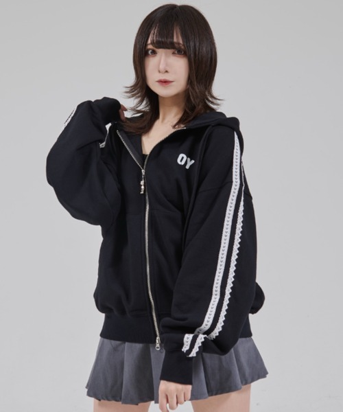 OY/オーワイ』LACE DOLLY HOODIE ZIP UP/レースオードリージップアップ