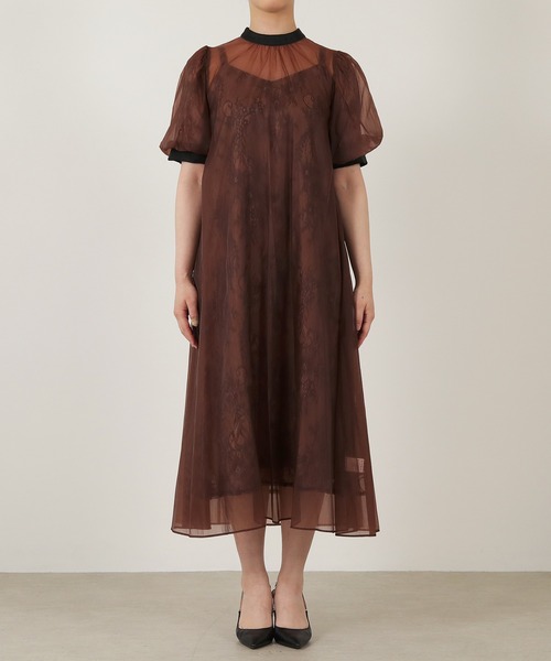 kana オケージョンドレス ブラウン Mサイズ Kana ドレス リボン チュール トップス Aライン ワンピース ドレス 2点