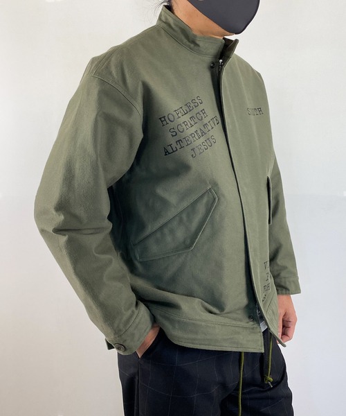 MILITARY JACKET / ランダム ロゴグラフィック 裏キルティング