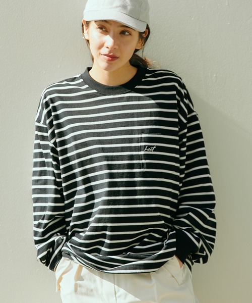 セール】【HECT】Big Border L/S Tee / ビッグシルエットボーダーロンT