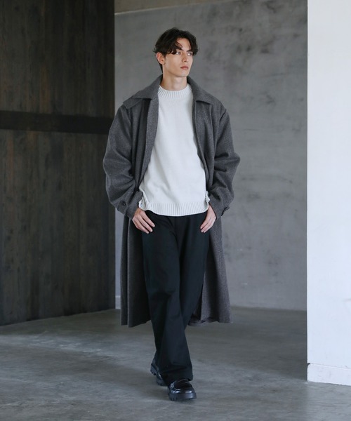 セール】2wayメルトンオーバーサイズロングステンカラーコート（ステン