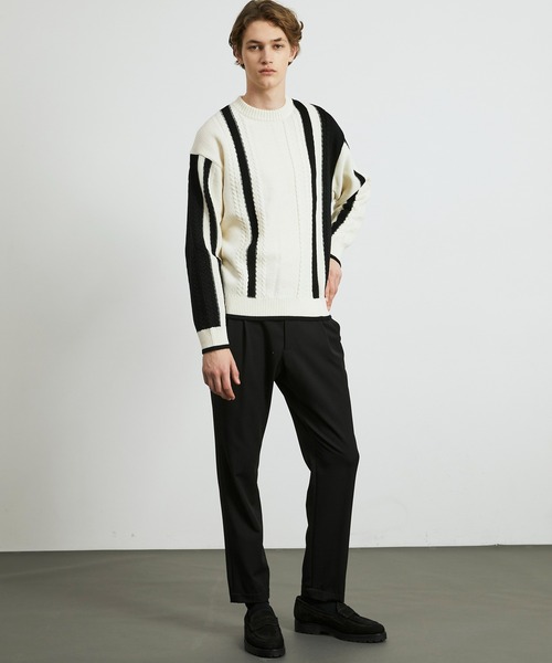 ケーブルインターシャ バイカラーニット（ニット/セーター）｜UNITED