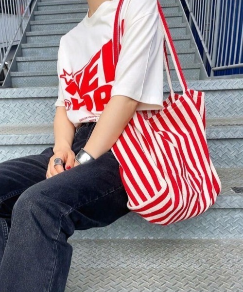 セール】ストライプビッグキャンバストート(comochi select