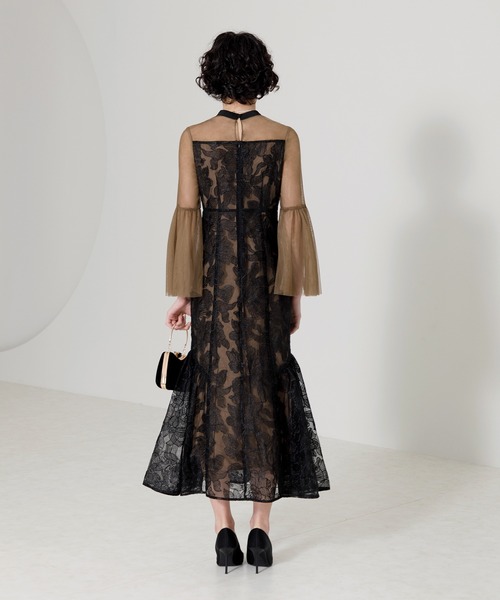 Leja（レジャ）の「【LEJA】異素材シアー刺繍レース透け感プリーツ