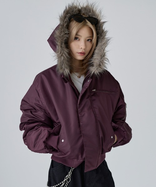 N-2Bフライトミリタリーコンパクト中綿ジャッケット ナイロン/合皮