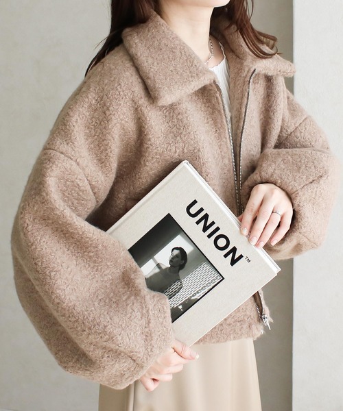 セール】ボリューム袖 シープボア ショートブルゾン ボアジャケット