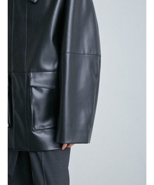 MIESROHE（ミースロエ）の「フェイクレザーカバーオールジャケット