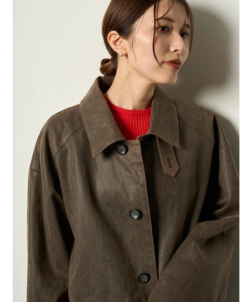 MIESROHE（ミースロエ）の「フェイクレザーカバーオールジャケット