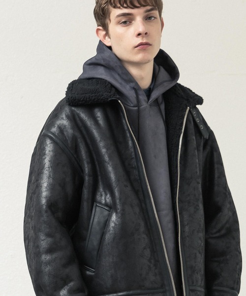 SLICK（スリック）の「シンセティックレザームートンB3ジャケット