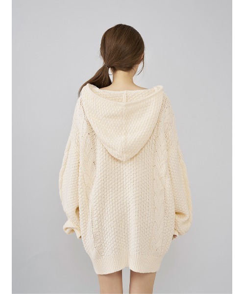 ケーブルDDロゴVネックニットフーディ（パーカー）｜Darich