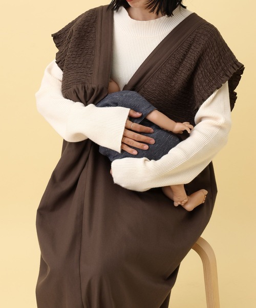 セール】【産前・産後対応】マタニティ／シャーリングワンピースAW