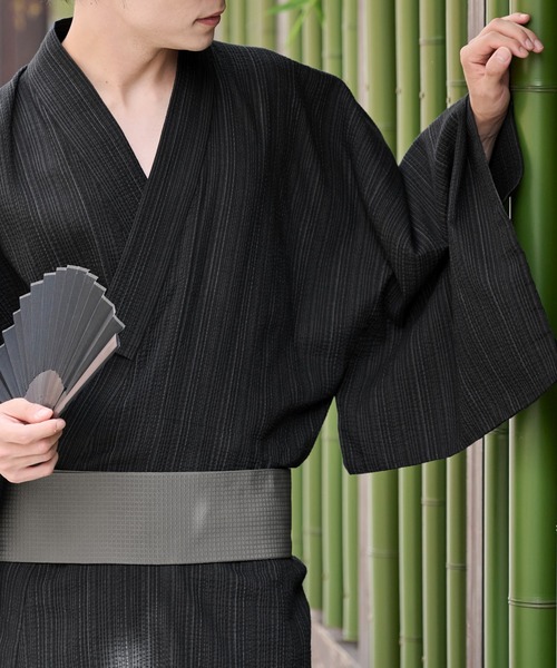 縞しじら織り浴衣 3点セット【浴衣＋帯＋下駄】（浴衣）｜MONO-MART