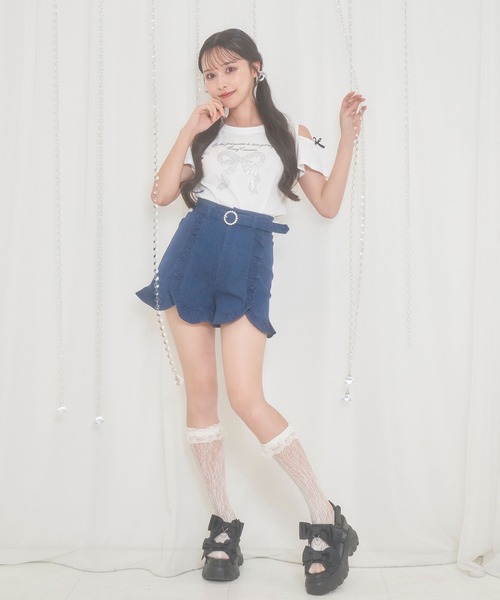 セール】デニムフリルショートパンツ（デニムパンツ）｜Honey Cinnamon