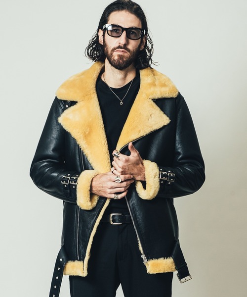 CRIMIE（クライミー）の「MOUTON LEATHER W BIKERS JACKET / ムートン