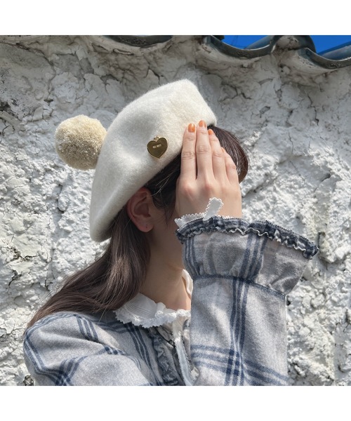 PINK HOUSE（ピンクハウス）の「ボンボン付きベレー帽（ハンチング